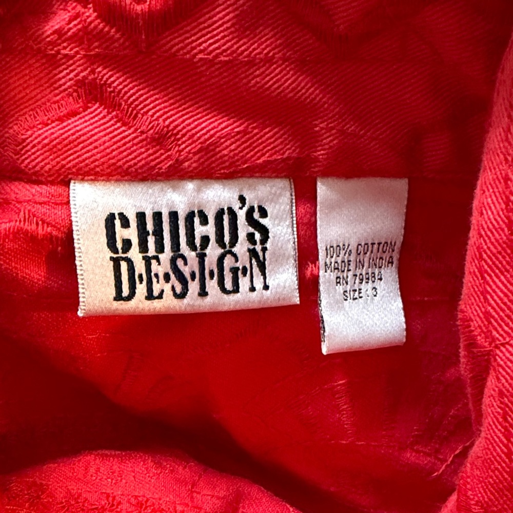 Chico's Red‎ Embossed Button-Front Jacket - Picture 7 of 7